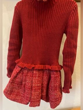 LuLaRoe Red Ribbed Knit Peplum Dress